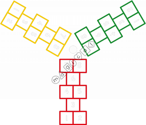 Design of playground marking/equipment - Hopscotch - Tri | School playground markings / Primary schools / Hopscotch / Activity / Exercise Related