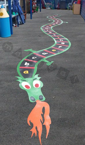 Photo of playground marking/equipment - Alphabet Dragon | School playground markings / Primary schools / Alphabet