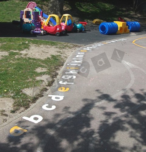 Photo of playground marking/equipment - Alphabet - lower case letters 150mm high | Nursery and Reception / School playground markings / Primary schools / Alphabet