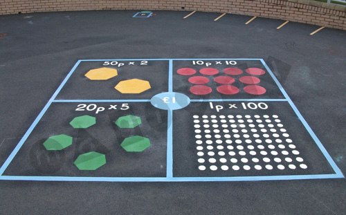 Photo of playground marking/equipment - Counting Coins - 4 Box | School playground markings / Primary schools / Educational