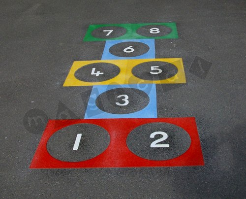 Photo of playground marking/equipment - Hopscotch 1-8MC | School playground markings / Primary schools / Number