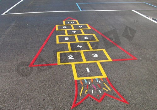 Photo of playground marking/equipment - Hopscotch - Rocket | Nursery and Reception / School playground markings / Primary schools / Hopscotch / Exercise Related