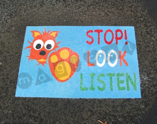 Photo of playground marking/equipment - Stop Look Listen 'Cat' Mat | Nursery and Reception / School playground markings / Primary schools / Public Spaces