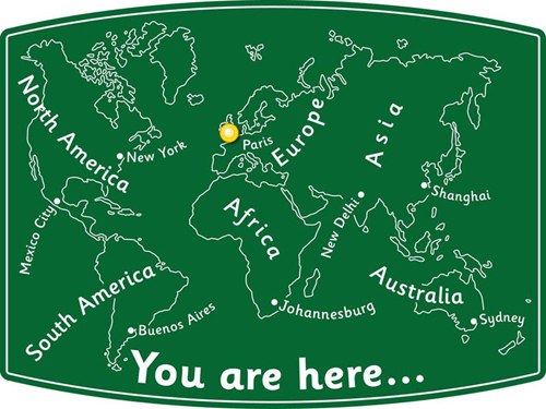 Photo of playground marking/equipment - You Are Here WORLD Map Wallboard - Personalised 19mm | Primary schools / Wallboards and Banners / Educational